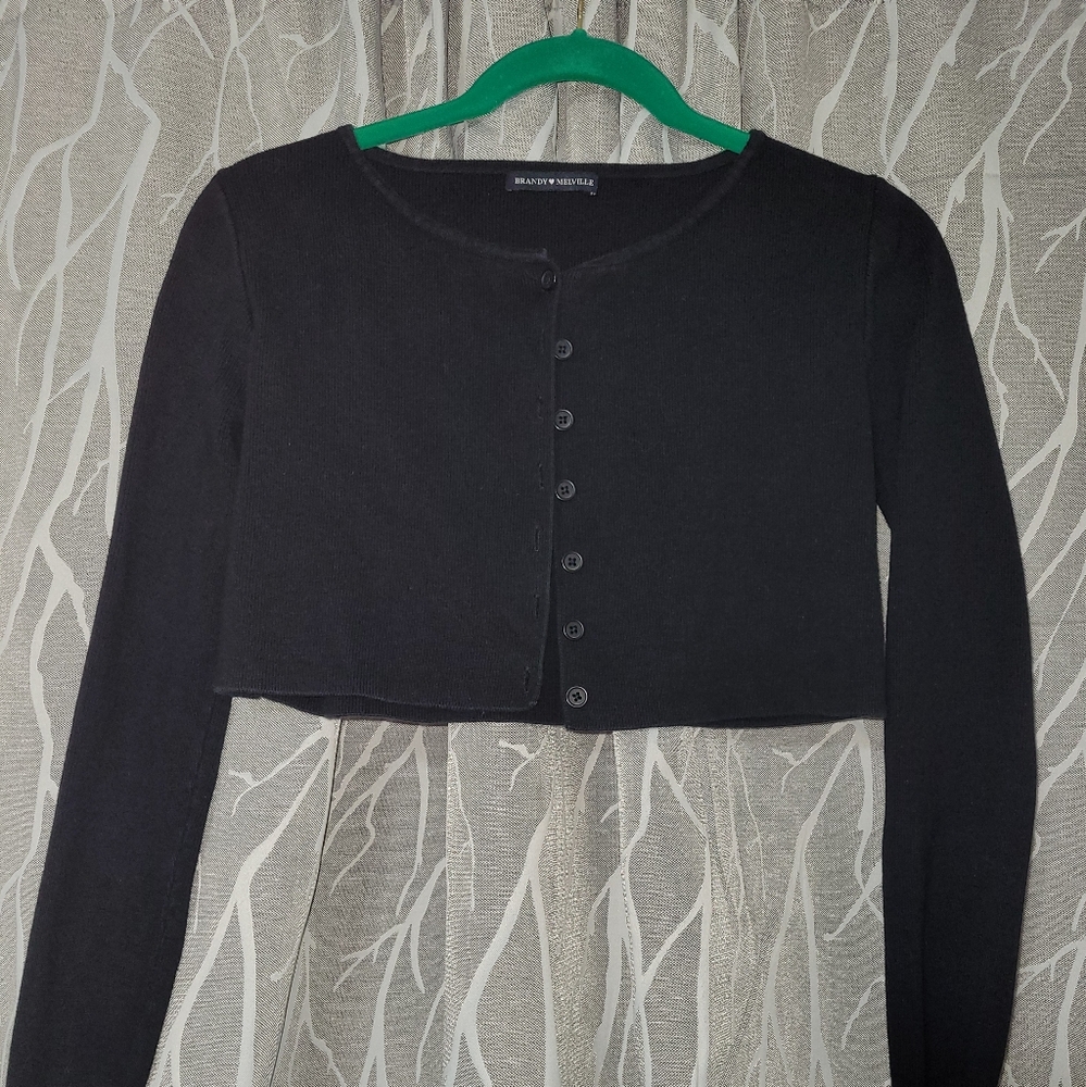 Brandy Melville Black Cropped Button Down Top
